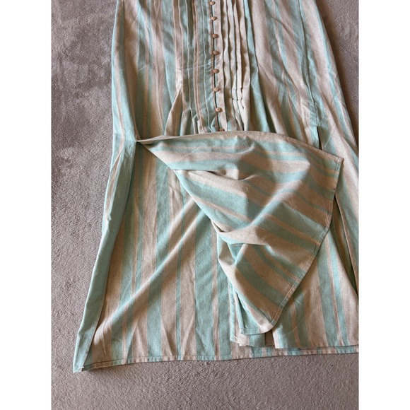 Umgee‎ Women's Small Striped Maxi Sleeveless Button Down Dress Mint Beach - Picture 3 of 5